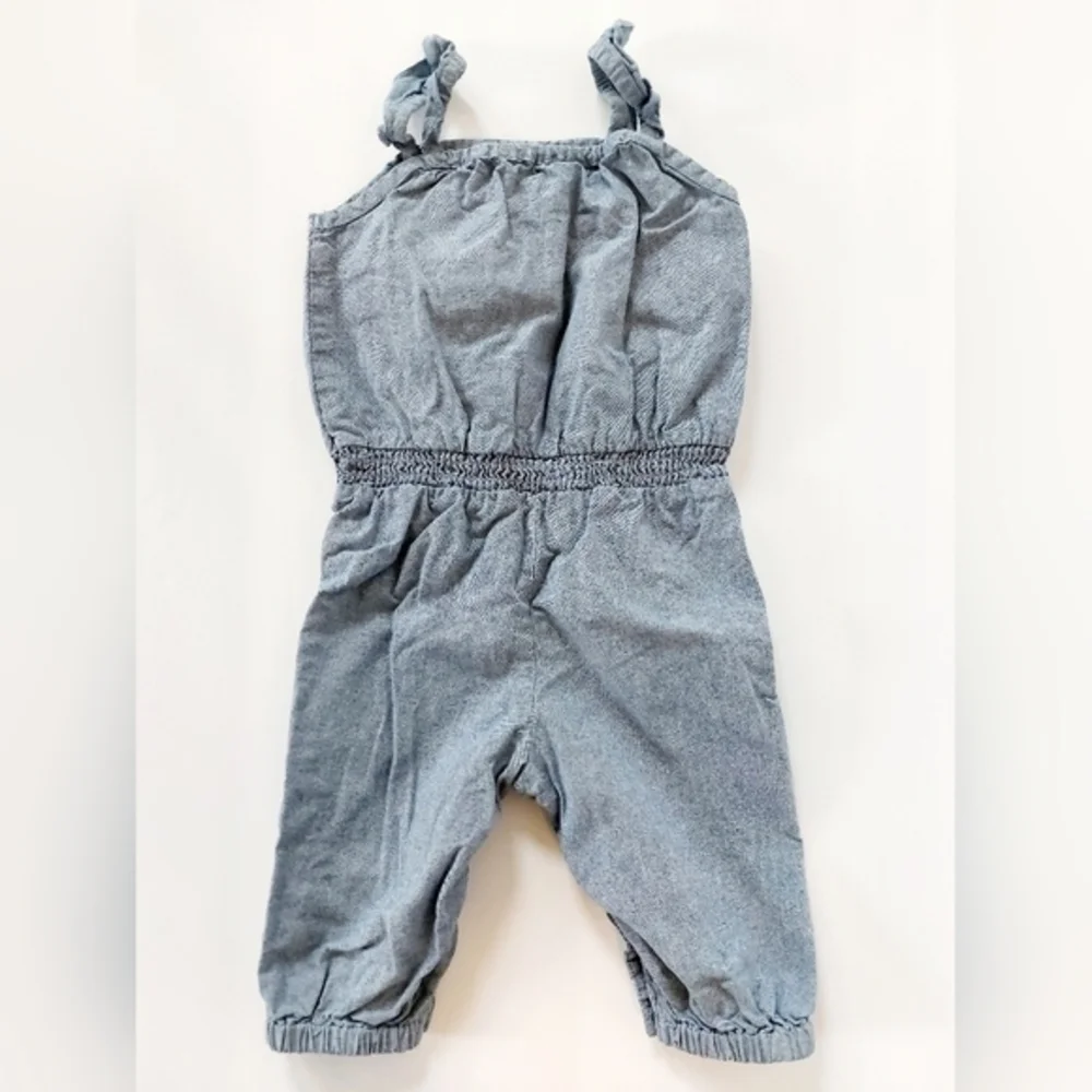 Blue &‎ Coral Embroidered Chambray Romper 12 Months Osh Kosh